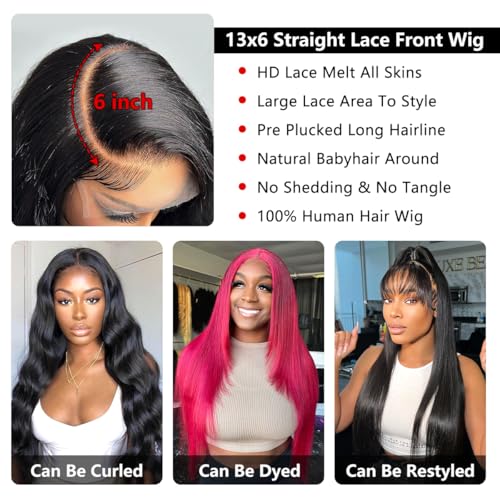 Beluck Straight Human Hair Wig For Black Women, 13X6 HD Lace Front Wigs Human Hair 180 Density, Glueless Wig Human Hair Pre Plucked With Baby Hair, Brazilian Real Human Hair Lace Frontal Wig 24 Inch Beluck Straight Human Hair Wig For Black Women, 13X6 HD Lace Front Wigs Human Hair 180 Density, Glueless Wig Human Hair Pre Plucked With Baby Hair, Brazilian Real Human Hair Lace Frontal Wig 24 Inch