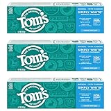 Tom's of Maine Natural Simply White Fluoride Toothpaste, Sweet Mint, 4.7 oz. 3-Pack (Packaging May Vary)
