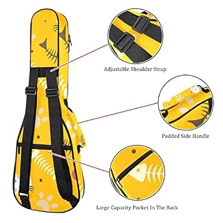 Housse pour ukulélé avec os de poisson et chat 10 mm – Rembourrage épais en éponge de 53,3 cm – Avec sangles réglables… - Les Beatles, Paul McCartney, John Lennon, RIngo Starr, George Harrison Housse pour ukulélé avec os de poisson et chat 10 mm - Rembourrage épais en éponge de 53,3 cm - Avec sangles réglables… – Image 3