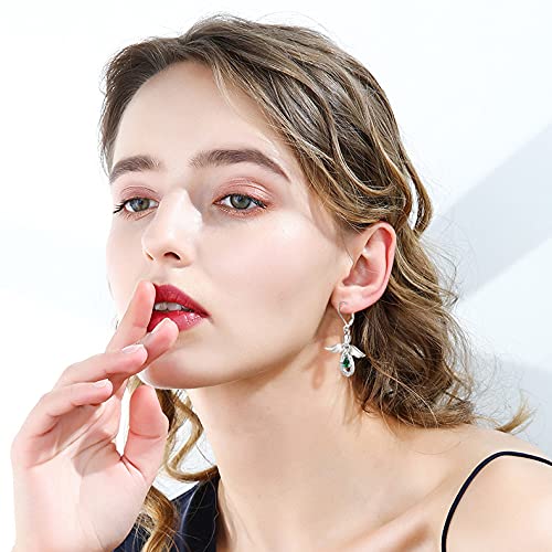 Fj Sterling Silver Angel Drop Earring Infinity Love Angel Heart Dangle Tear Drop May Emerald Aaa Birth Stone Earrings For Women #TOP3