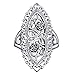 Angemiel Jewelry 925 Sterling Silver Openwork Flowers and Dragonfly Victorian Style Filigree Ring