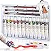 Memory Fabric Paint Set for Textile, Fabric, T-Shirt, Canvas, Wood, Ceramic, Glass (Individual Colors Include 3 Brushes)