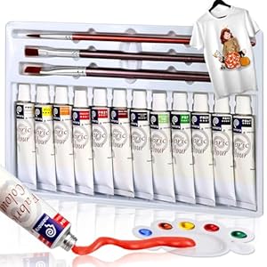 Colorful Fabric Paint Set 12 Colors – Waterproof Permanent Textile Painting Kit for Adults to Arts on Clothes, Shoes and Canvases