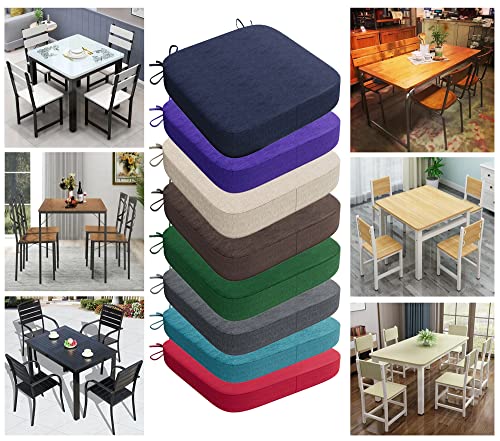 Kitchen Chair Cushions Set Of 4/Chair Pads For Dining Chairs/16"X16"X2"Round Head Square Office Chair Cushion,High Density Sponge Filling,Zipper Design,Removable Chair Cover,Hand/Machine Wash/Khaki #TOP6