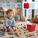 Półka Tonies, 3-poziomowa półka Toniebox w zestawie z szarą torbą do przenoszenia, półka Toni, kompatybilna z Toniesbox 1 i 2, stojak do przechowywania figurek 15 ton, do pokoju dziecięcego do pokoju