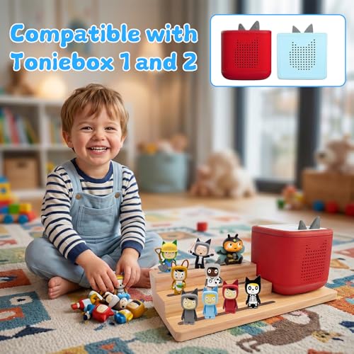 Image of for TonieBox Shelf, 3-Tier Tonie Shelf Come with Pink Carrying Bag Toni Shelf Compatible with Toniesbox 1 and Toniesbox 2 Desktop Display Storage Rack for 15 Tonies Figures(Natural)