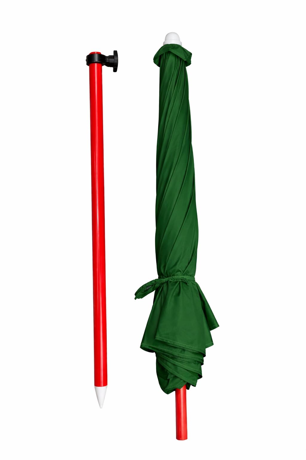 KUMCO Outdoor Garden Umbrella | 8 Feet Diameter | 10 Ribs | Round | Pongee Waterproof Fabric | Steel Shaft | Manual Push-up | Green Colour | Base not included 4
