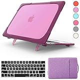 Diseño inferior: contraportada con pies retráctiles. Las esquinas de goma se colocan en la parte inferior, permiten la máxima disipación de calor para evitar el sobrecalentamiento. Es ligero y delgado, perfecto para usar junto con una funda para MacBook.