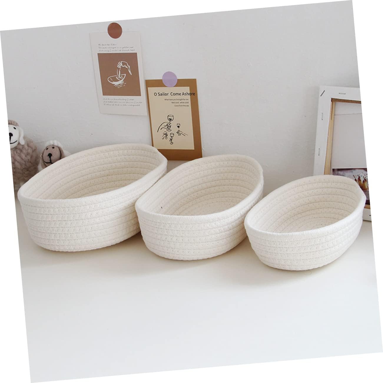 3pcs Handwoven Storage Baskets Large Storage Bin Rattan Basket Lid for Home Decor Toys Books Magazines