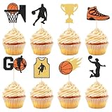 Hooqict 40Pcs Basketball Cupcake Toppers Basketball Birthday Party Cupcake Topper Cake Decorations for Kids Baby Shower Sports Theme Party Decorations Supplies