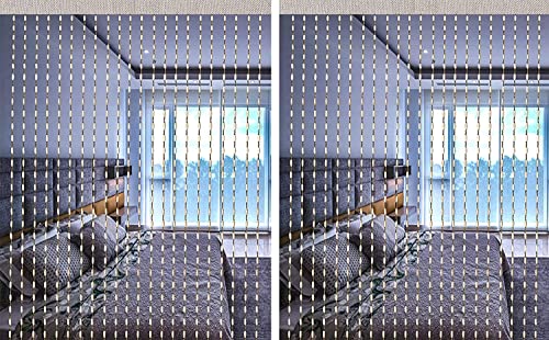 Image of Amazon Brand - Solimo Wooden Bead Curtain - (Brown & Cream, 2 Pieces)