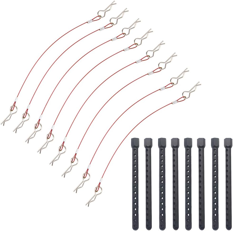 Share Goo Plastic Body Post Mounts RC Car Shell Column & Metal Clip R Pin Rod with Steel Anti-Lost Rope RC Body Shell Clip Wire