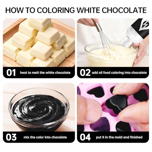 Image of Black Oil Based Food Coloring for Chocolate - Herbeklab 100ml Professional Concentrated Oil Food Dye for Candy Melts, Chocolate, Cake Pops, Strawberries & Baking