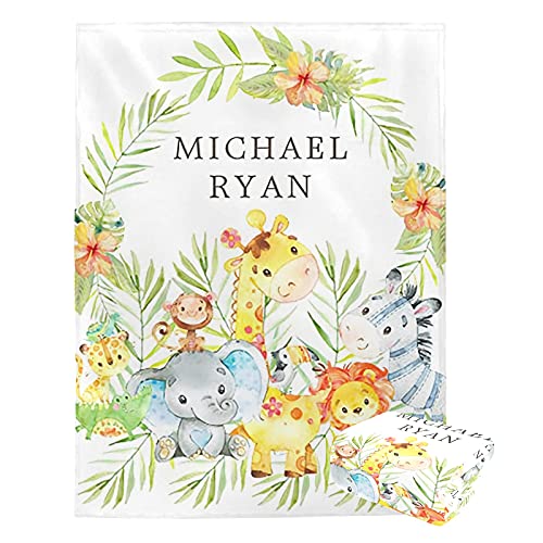 Personalized Baby Blanket with Name Animals Custom Soft Baby Blanket with Name Baby Boy Gifts Baby Products Super Soft Blankets for Newborns Nursery Decor Neutral