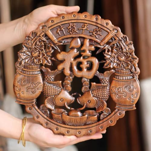 Pendentif mural en bois de camphre FENNYYAR : cadeau traditionnel de bon augure de 27 cm