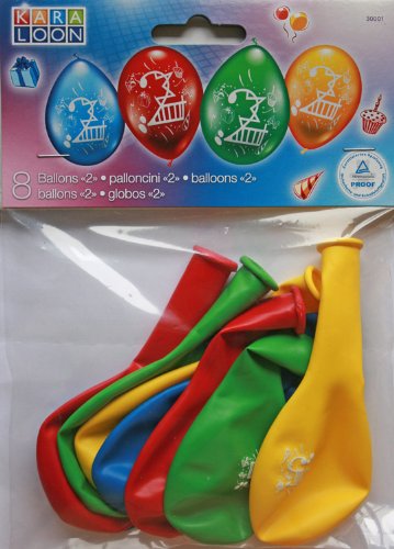 Karaloon30001 8 Balloons 2", Diameter-25 Cm, Multi Colour
