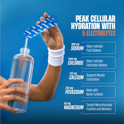 Image of Fast&Up Reload Salts | High Sodium Electrolyte Drink Mix | 900mg Sodium | Zero Sugar, Zero Calories| 5 Electrolytes - Potassium, Magnesium, Calcium & Chloride | Instant Hydration | Vegan, No Preservatives | (15 Sachets, Orange)