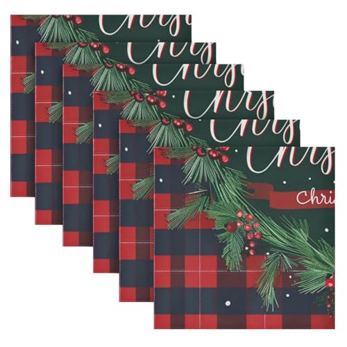 Servilletas de tela navideñas multicolor set 6 miniatura 2