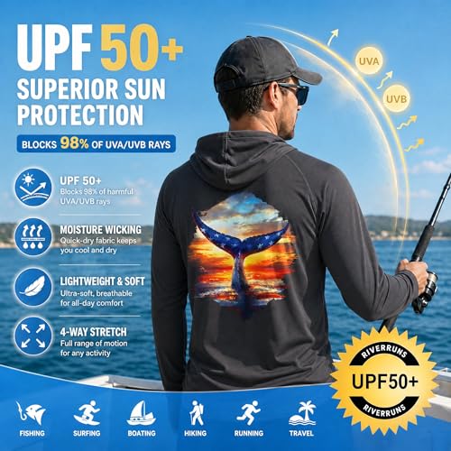 Riverruns Men's UPF 50+ Quick-Dry Cooling Fishing Hoodie with Fish Graphic - image 3