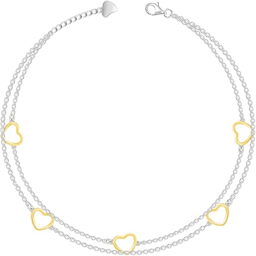 GIVA 925 Silver 18k Gold Plated Rose Gold Zircon Studded Black Bead Anklet | Gifts for Women &amp; Girls