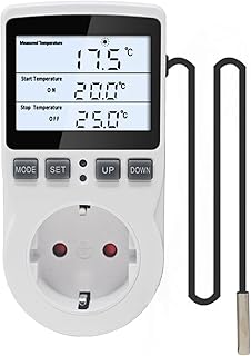 KETOTEK Digital Temperature Controller Thermostat Socket 230 V with 3 m Sensor, Sockets Thermostat Heating Cooling Tempera…