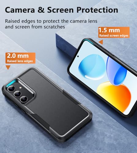 Image of FNTCASE for Samsung Galaxy S25 Case: Dual Layer Heavy Duty Phone Protective Cover Shockproof Rugged with Non-Slip Textured - Military Drop Protection Bumper Tough - 2025, 6.2 inch Matte Black