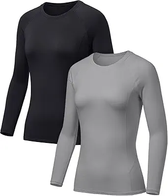 TSLA 1 or 2 Pack Women’s Thermal Long Sleeve Tops, Mock Turtle & Crew Neck