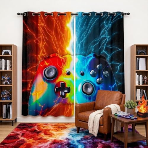 Cortinas de videojuegos para evitar reflejos y frio en habitacion de juegos de niños 2