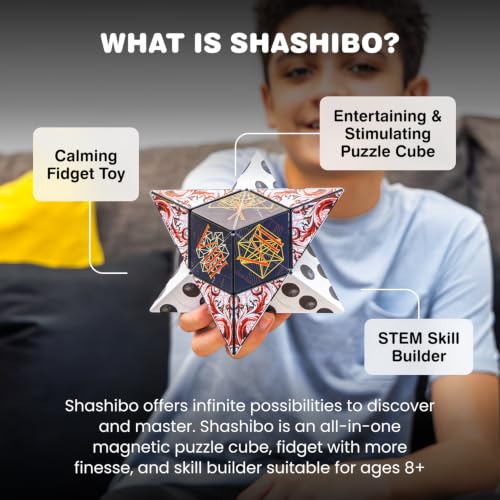 Image of Shashibo Shape Shifting Box - Award-Winning, Patented Fidget Cube W / 36 Rare Earth Magnets - Extraordinary 3D Magic Cube Magnet Fidget Toy Transforms Into Over 70 Shapes (Undersea), Kid