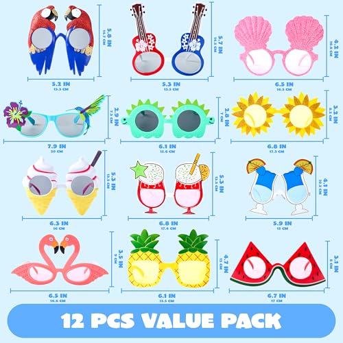 JOYIN 12 Pcs Hawaiian Luau Party Sunglasses, Summer Pool Party Decorations, Tropical Glasses for Girls Hawaiian Outfit, Cool Party Favors & Theme Supplies by JOYIN - Image 6