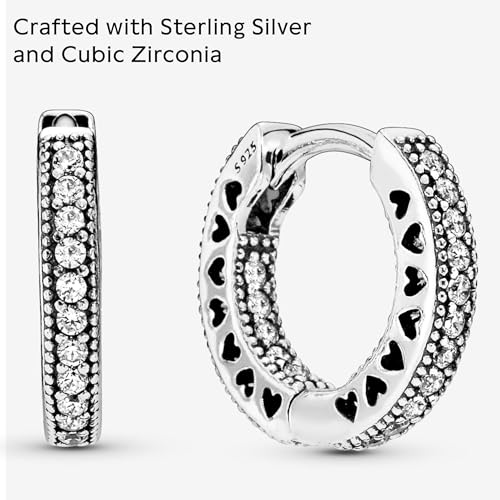 PANDORA Pavé Heart Hoop Earrings - Elegant Earrings for Women - Gift for Her - Made with Sterling Silver & Cubic Zirconia - With Gift Box4