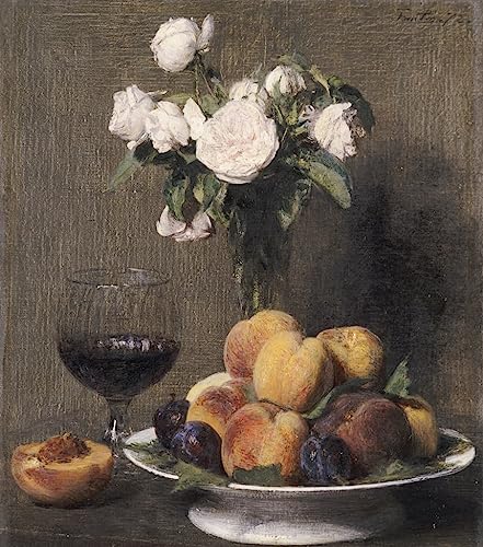 Affiche Toile Nature morte fruits roses et verre de vin 60x90
