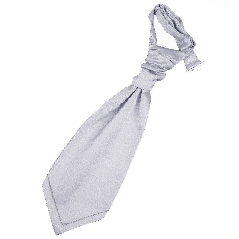 DQT Boys Plain Satin Pre-Tied Scrunchie Cravat - Wedding Pageboy Formal - Silver