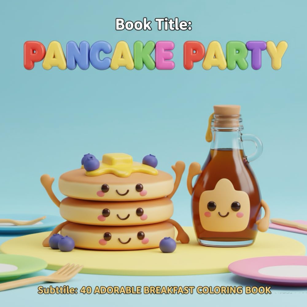 Book Title: Pancake Party: Subtitle: 40 Adorable Breakfast Coloring Book
