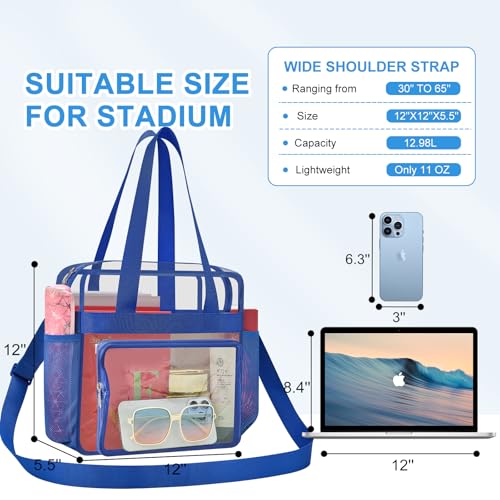 Image of Busiuw Clear Bag for Stadium Events, Stadium Approved 12x12x6 Clear Tote Bag for Sport Fan, Work Concert Travel