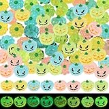 DIYASY 40 Pcs Luminous Resin Pumpkins, Halloween Miniature Figurines Glow in The Dark Mini Tiny Plastic Fake Pumpkin Bulk for Decorating Outside Outdoor DIY Crafts Home Fairy Garden Dollhouse Decor