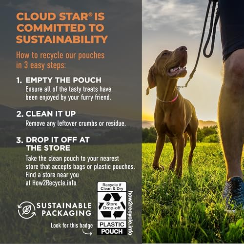 Cloud Star Tricky Trainers Soft & Chewy Dog Training Treats 5 oz Pouch, Peanut Butter Flavor, Grain-Free Low Calorie Behavior Aid with 130 treats