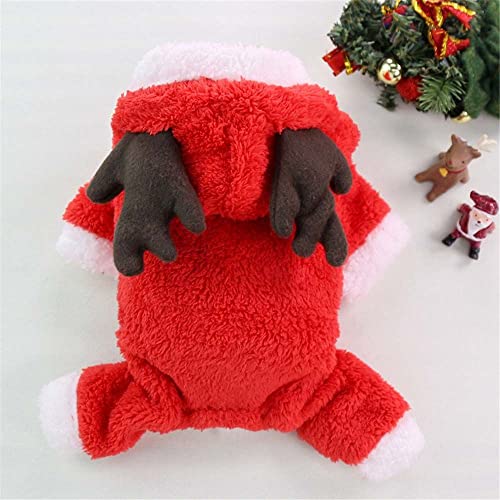 Xufun Comfotable Fleece Deer Puppy Teddy Christmas Cat Dog Jumpsuits Coat Costume Pet Clothes(L,Red) #TOP7