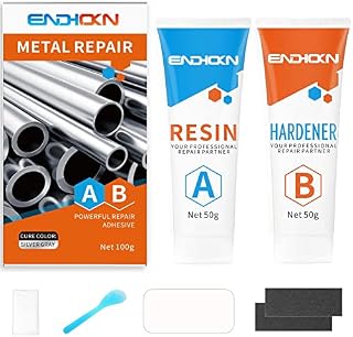 Endhokn Metal Glue 100g, AB Epoxy Adhesive for Metal Industrial & Household, Steel Castings blowhole Crack Bonding Filling. Cold Weld Super Glue Repair for Metal Plastics Pipes Oil Tanks Parts Stone