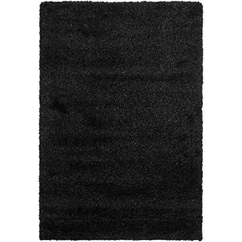 Image of Imra Carpet for Home Living Room Handwoven Fluffy Shag Collection with 2 inch Thickness 7 X 10 Feet (210X300 cm) Color Black