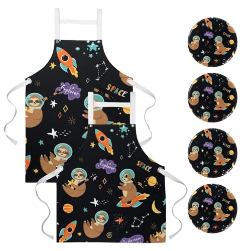 Tablier de cuisine amusant lot de 2 pour pâtisserie et nettoyage de maison