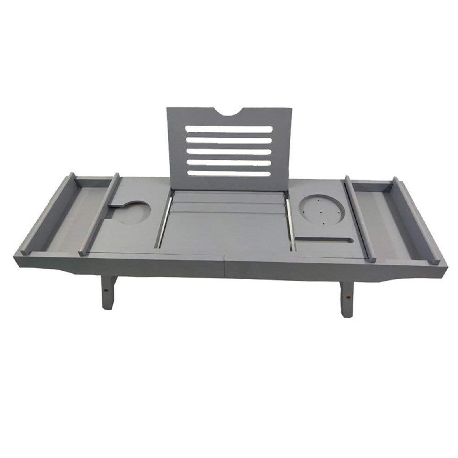 Estante para bañera de bambú Gris | Bandeja para bañera con Lados Extensibles | Soporte Integrado para Copas de Vino | Bandeja para bañera