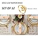 Napkin Rings Set of 12, Gold Leaf Napkin Ring Holder for Holiday Party Wedding Banquet Christmas Dinner Table Decoration (Color 5)