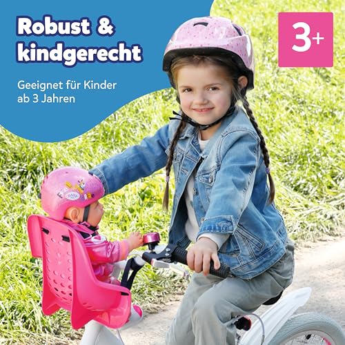 BABY Born Fahrradsitz - Puppenfahrradsitz für 36cm & 43cm große Puppen - Mit Klettsystem & 3-Punkt-Gurt - Hochwertiges Puppenzubehör - Geeignet für Kinder ab 3 Jahren