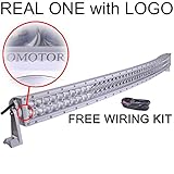 Omotor 50inch 288w White Curved Led Work Light Bar Free Wiring Kit Flood Spot Combo Beam Driving Lights Fog Lamp Offroad Lighting for Suv Ute Atv Truck 4x4 Boat