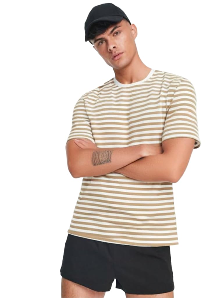 mack jonney Oversized | Loose Fit | Half Sleeves 100% Cotton Round Neck Striped T-Shirt for Men-MACK640651-picture-43