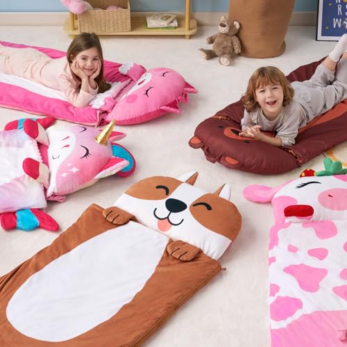 JOIEDOMI Hund 60\ x 39\ Schlafsack für Kopfkissen Reißverschluss mit Kissen und Decke–Kinder ab 3 Jahren – Kinderschlafsack – für Jungen und Mädchen im Kindergarten