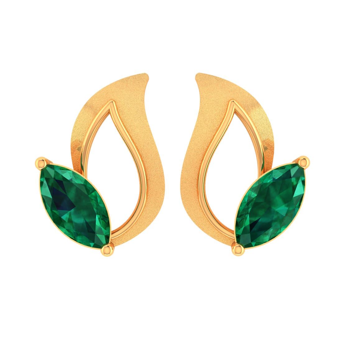 9KT (375) BIS Hallmark Gold Vira Leaf Stud Earrings with Green Stones | Gift for Women & Girl's | 0.55 Grams-image-8