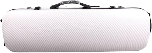 44 Estuche de violín de tamaño completo Estuche oblongo de fibra de carbono Fuerte acolchado suave ligero con bolsa de música (blanco)