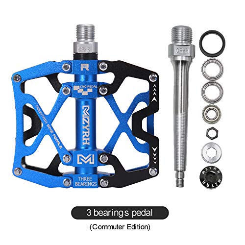 Image of MZYRH Mountain Bike Pedals, Ultra Strong Colorful CNC Machined 9 /16 inch Cycling Sealed 3 Bearing Pedals